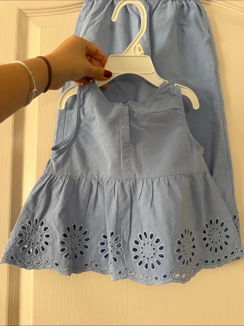 Zara Light Blue Eyelet Cotton Girls' Matching Set